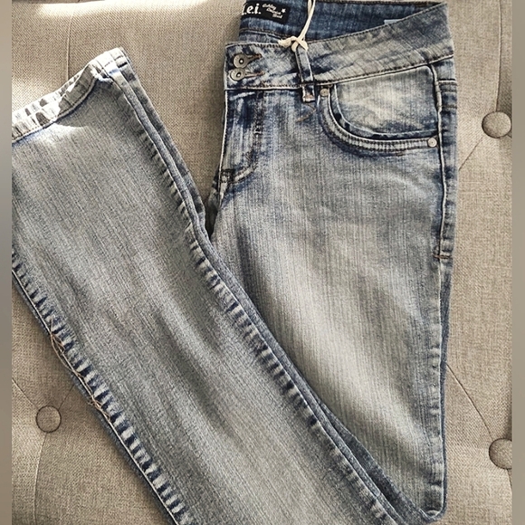 🌟 NWOT Lei Juniors Rare Vintage Light Wash Blue Gray Boot Cut Jeans Size 7🌟 - Picture 7 of 10
